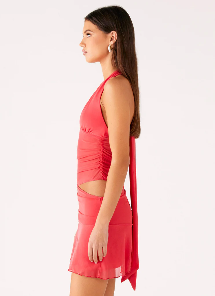 Robe Mini à Bretelles Calissa - Corail