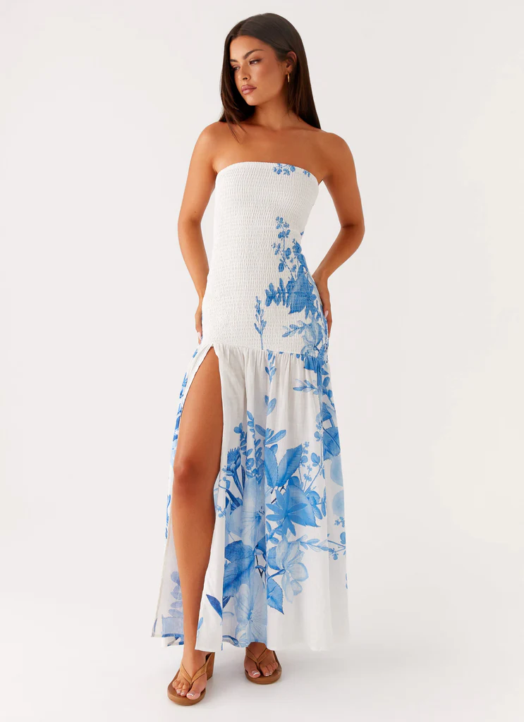 Robe Maxi Rebecca - Imprimé floral bleu