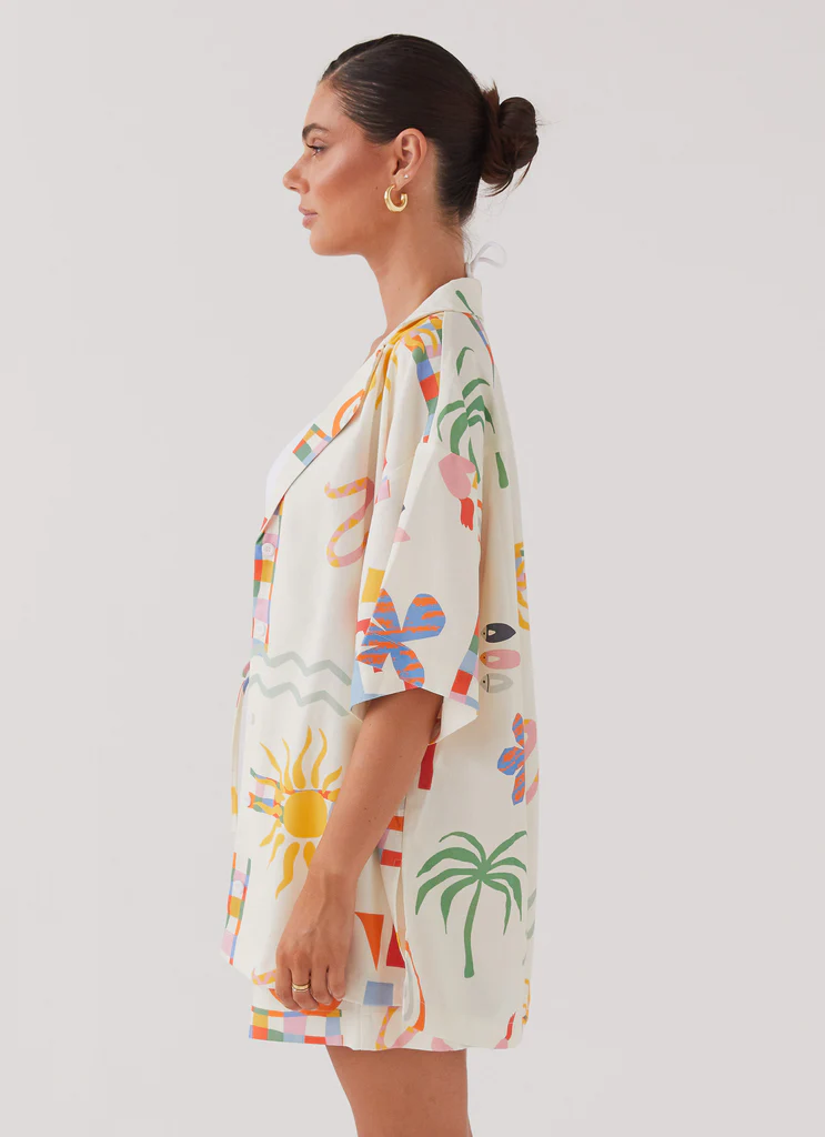 Chemise oversize en lin Tallulah - Palm d'été