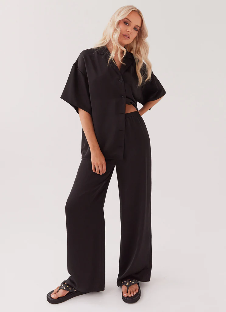 Pantalon satin Palm Cove - Noir