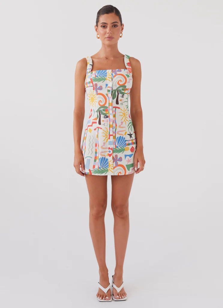 Robe Mini en Lin Tori – Palmier d’été Robe Mini en Lin Tori - Palmier d'été