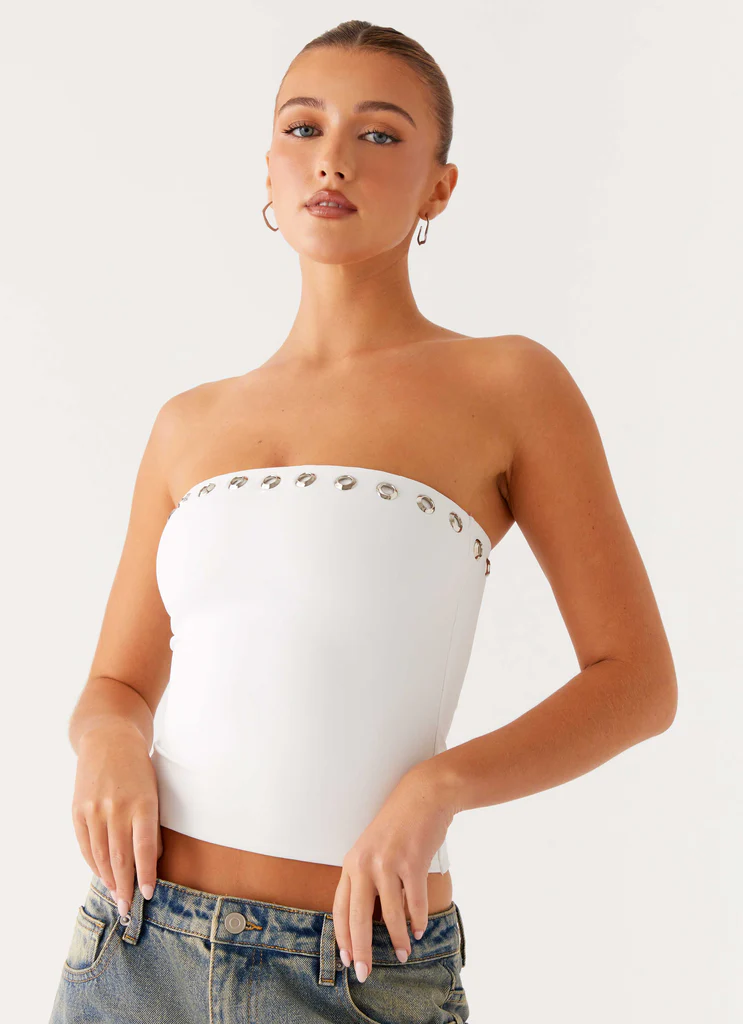 Haut sans bretelles Miku Eyelet - Blanc