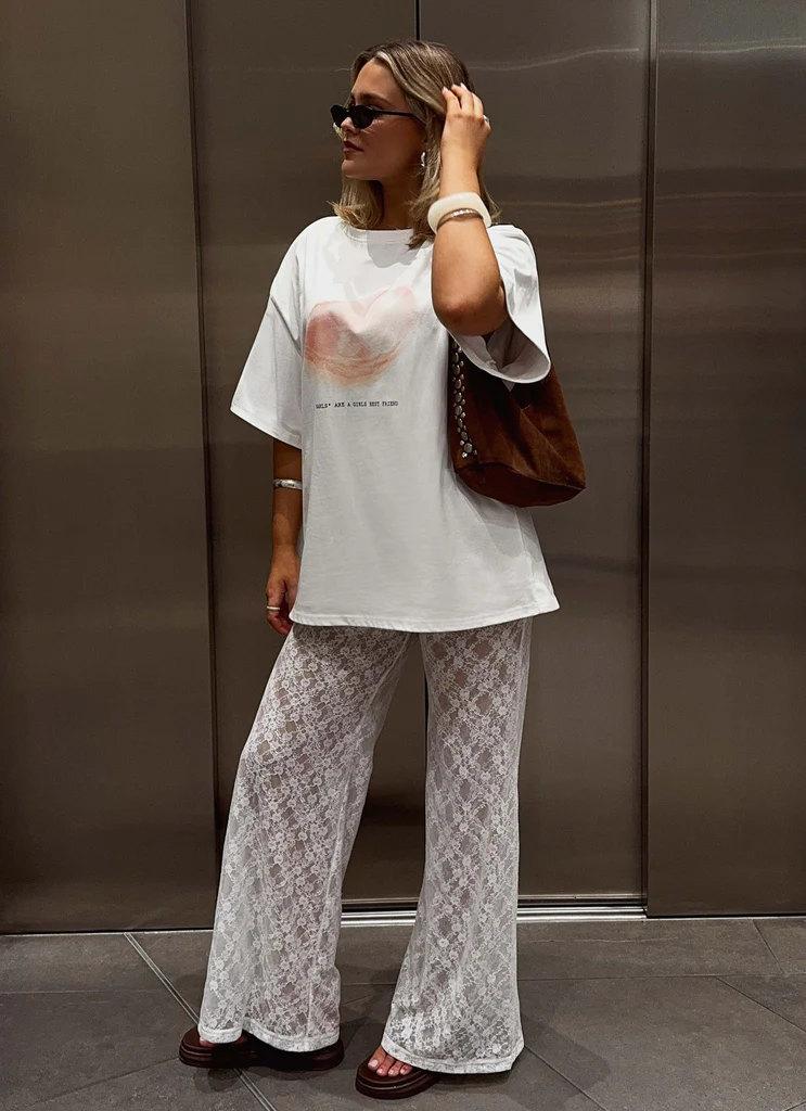 Pantalons en dentelle Matcha - Blanc