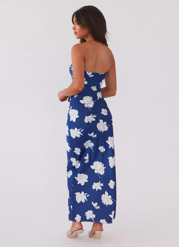 Robe maxi What I Want - Fleurs marine