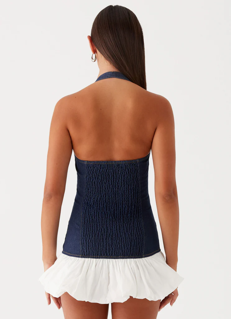 Robe mini en denim Georgina - Bleu