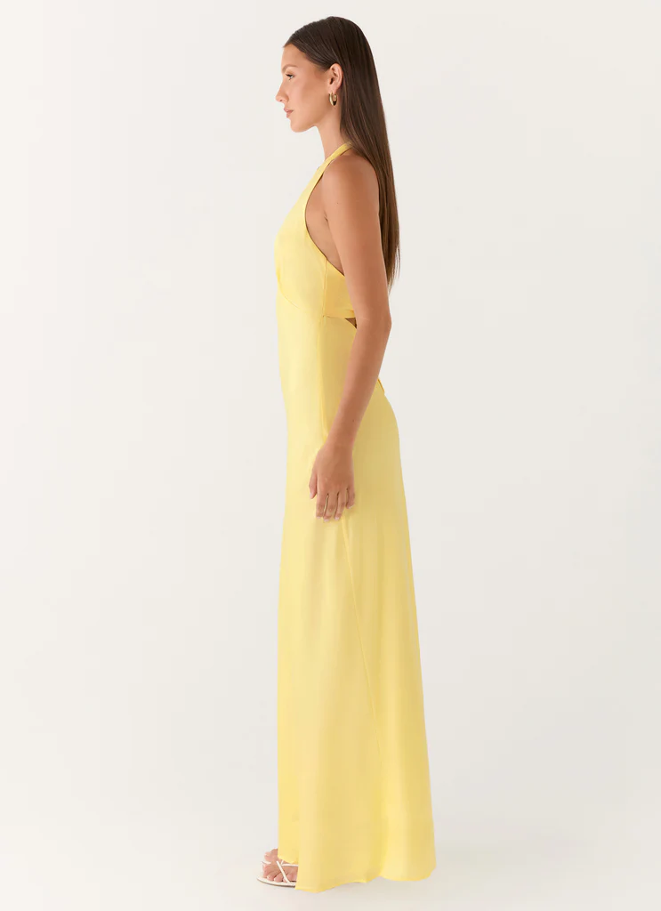 Robe maxi satin lourde - Citron