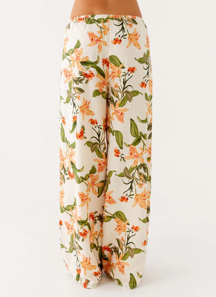 Pantalons en lin Dalida - Imprimé floral
