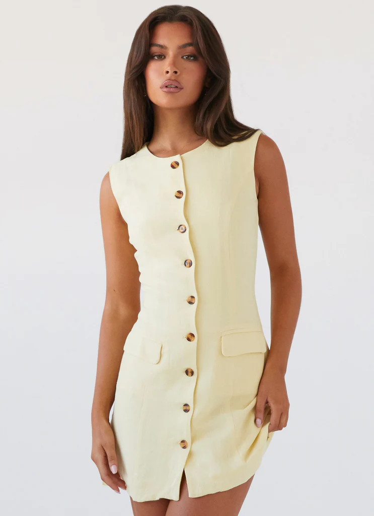 Robe mini en lin Castello Fiore - Citron