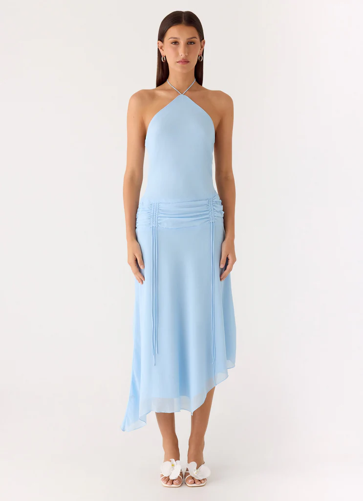 Robe Midi en Chiffon Becerra - Bleu