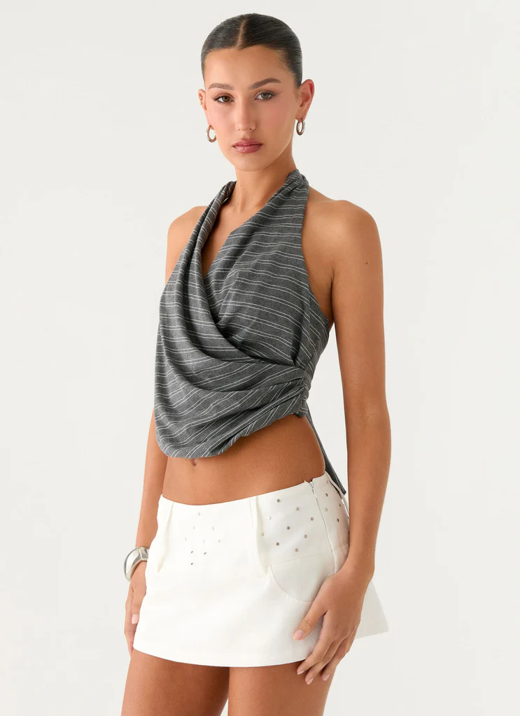 Halter Vassy – Rayures gris marlé Halter Vassy - Rayures gris marlé
