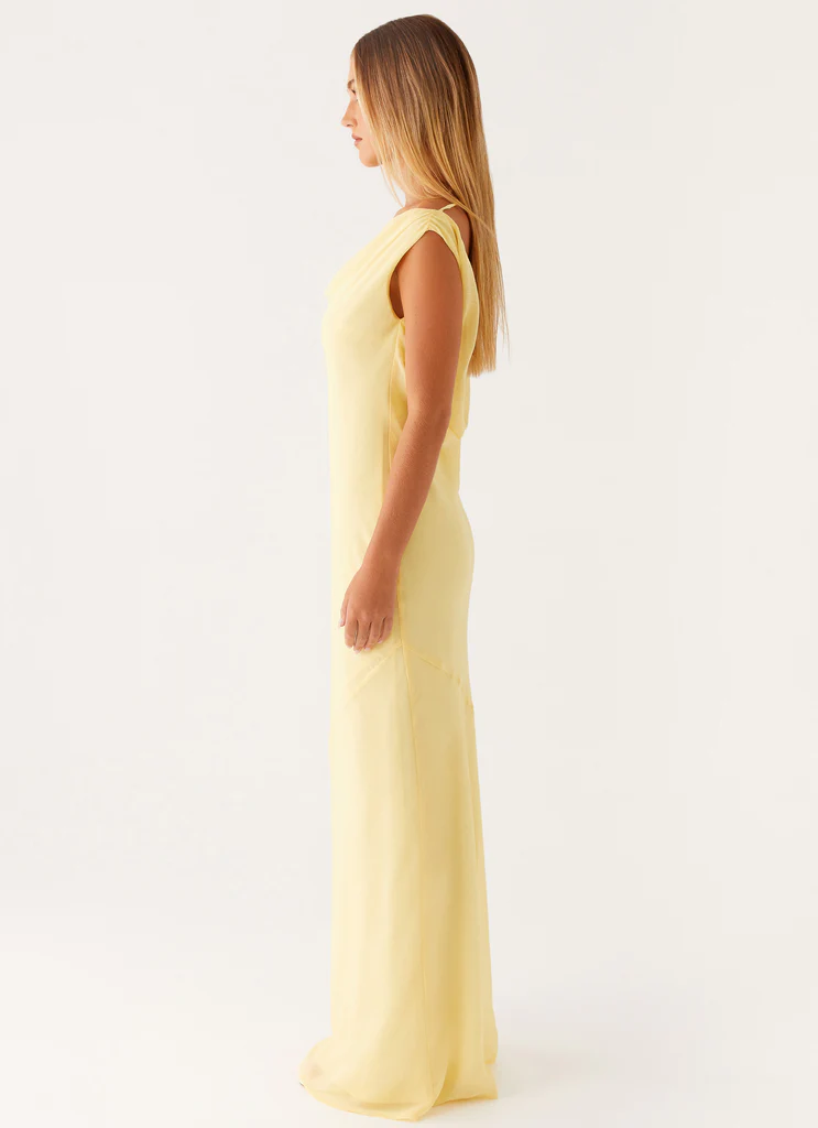 Robe maxi en mousseline Brittany - Jaune pastel