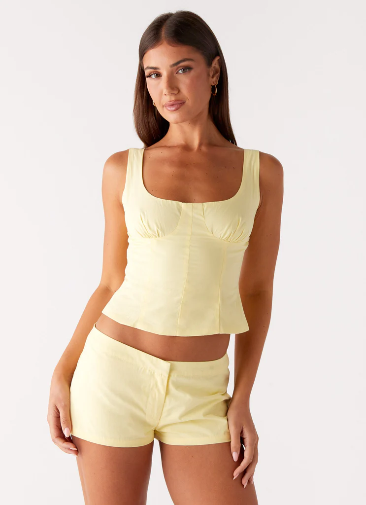 Shorts Mini Micro en Coton Coastline - Jaune