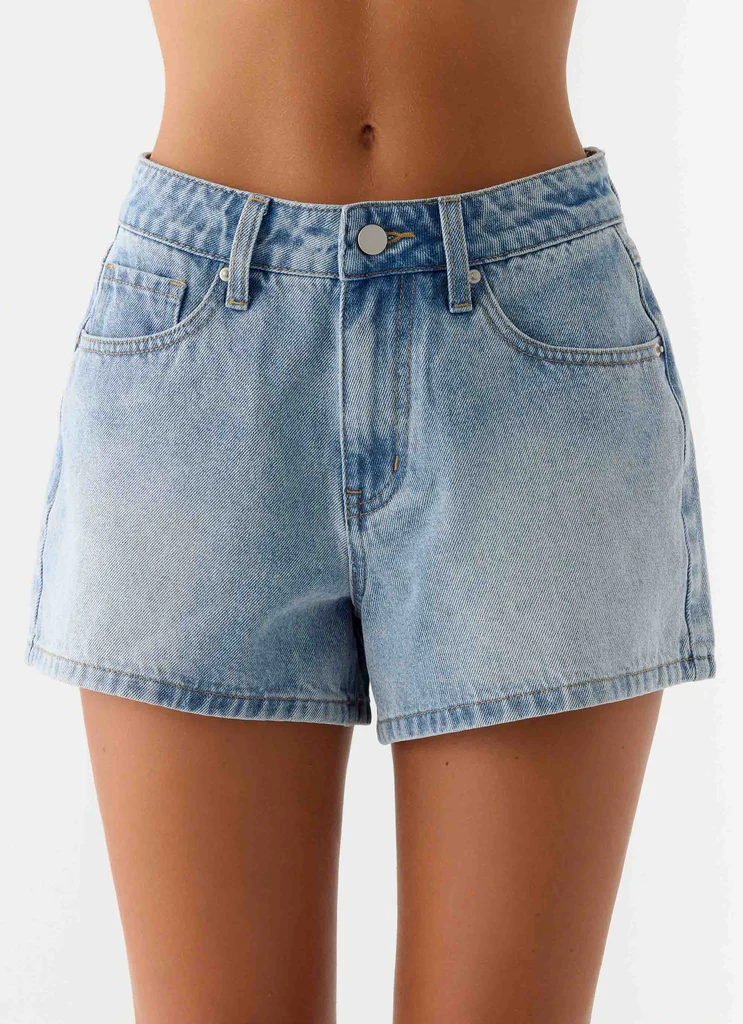 Shorts en denim A-Line Owen - Lavage bleu clair