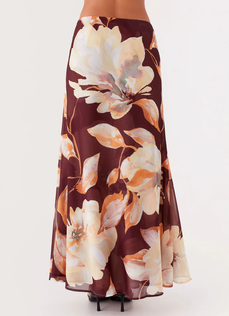 Jupe Maxi Camellia - Floral Brun