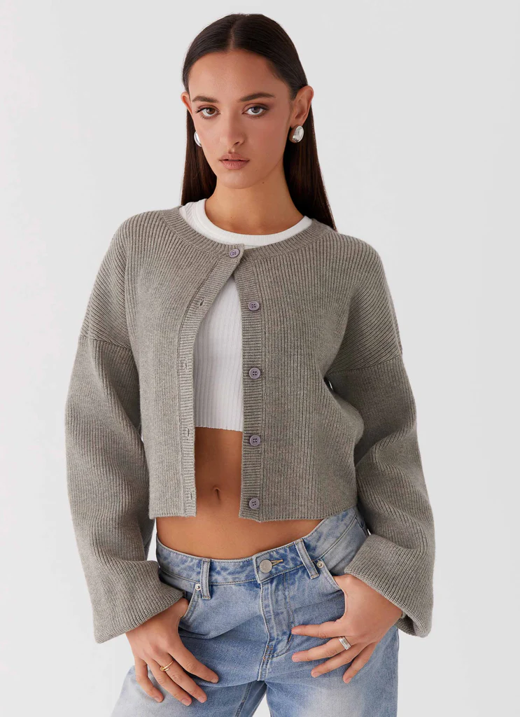 Cardigan Daphne en maille - Gris clair