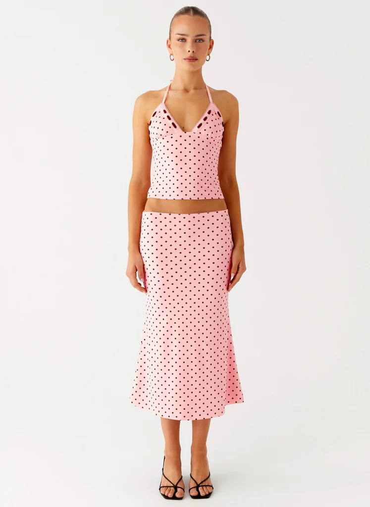 Jupe Midi à Haute Taille Bahama - Pointes de Fraise