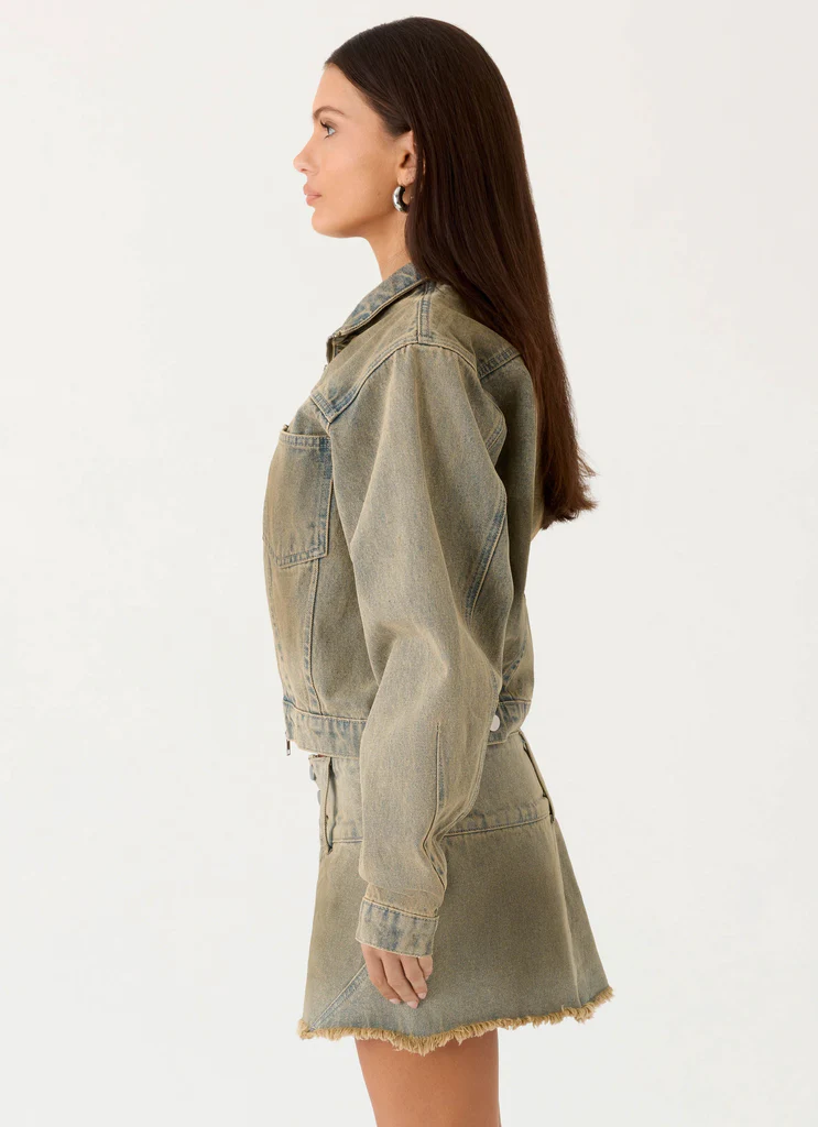 Veste en jean Roman Darts - Lavage vintage tan