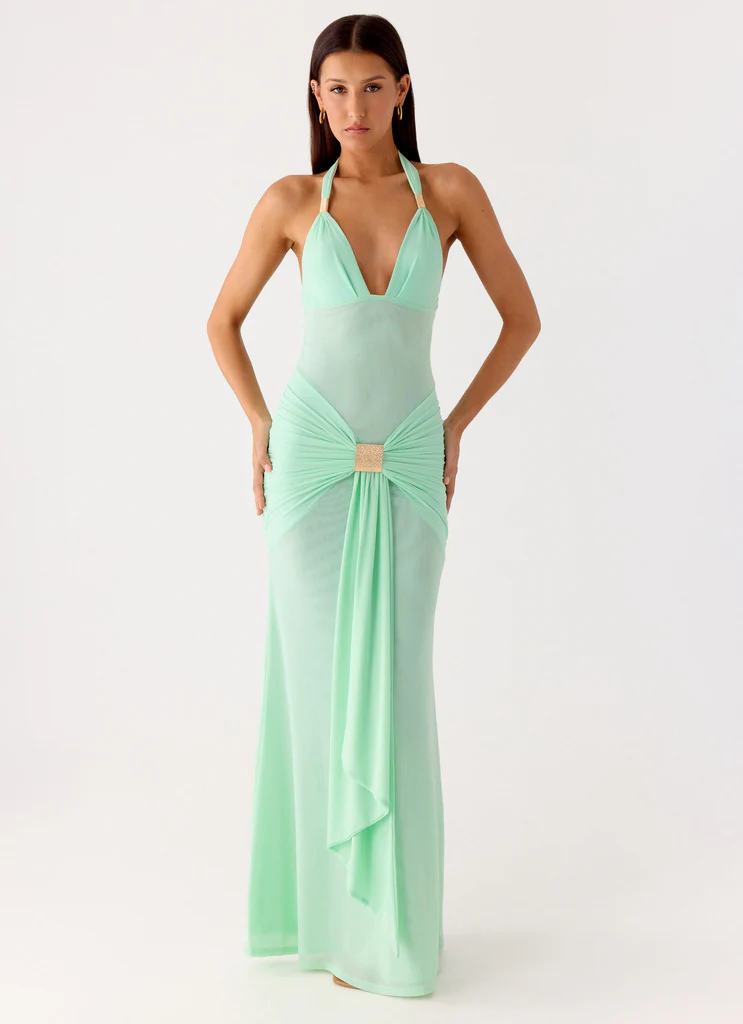 Robe Maxi à Bretelles Miyah - Bleu Menthe