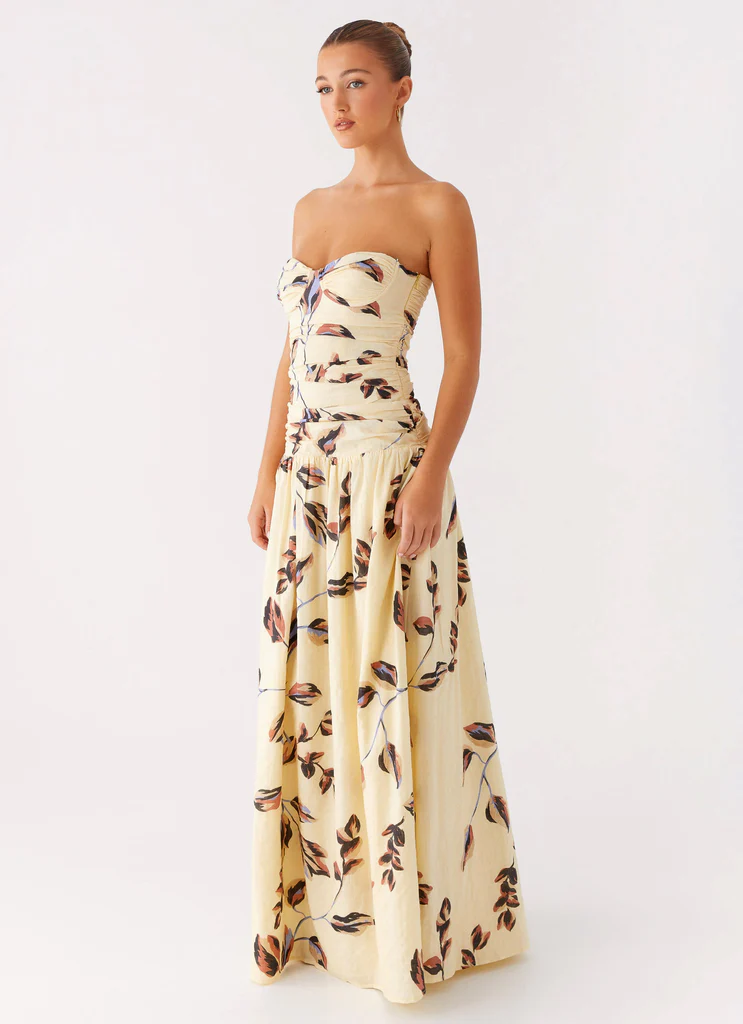 Robe Maxi Ruchée Rhea - Bonheur Beurre de Cacao