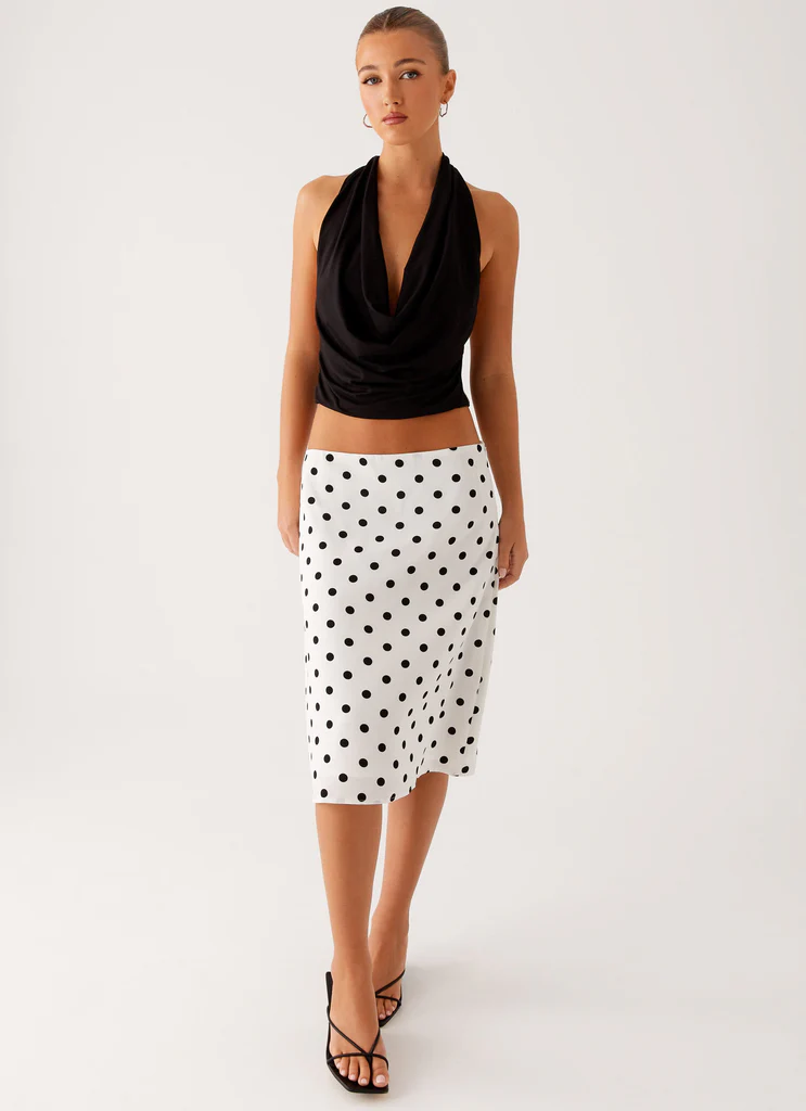 Jupe mi-longue en mousseline Evoke - Rayures blanches