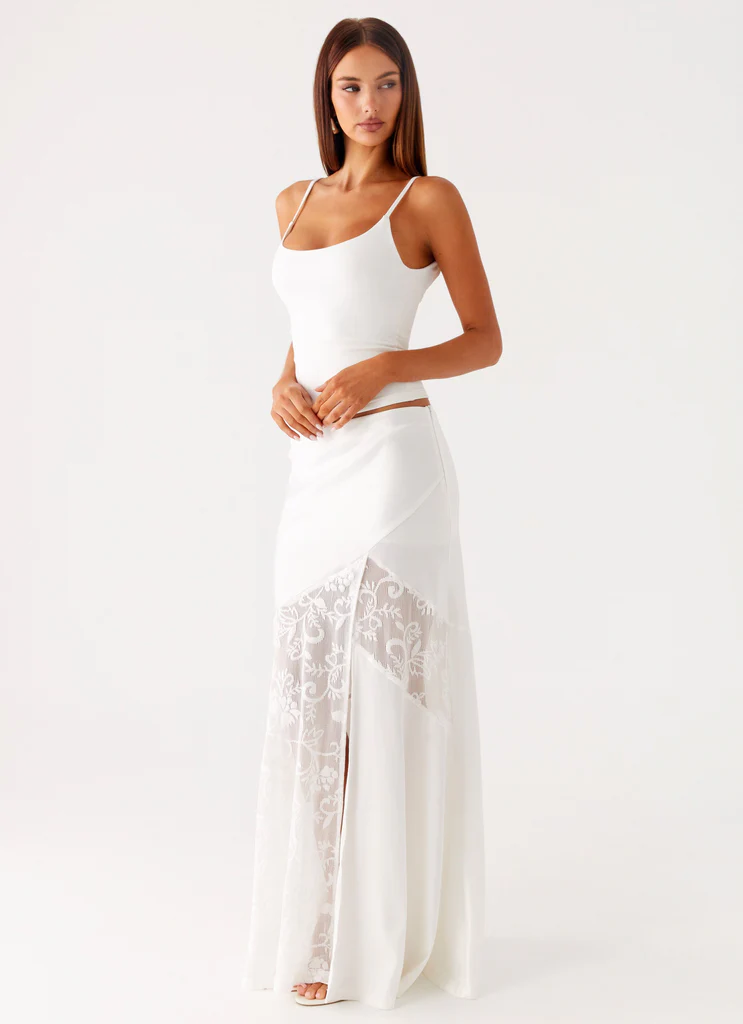 Dasie Lace Maxi Skirt - Blanc