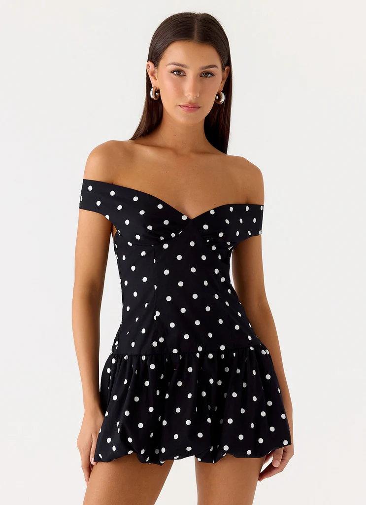 Robe Mini Épaulette Sans Manches Endless Romance - Noir à Rayures