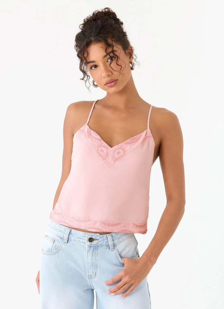 Top Avania à Perles - Rose
