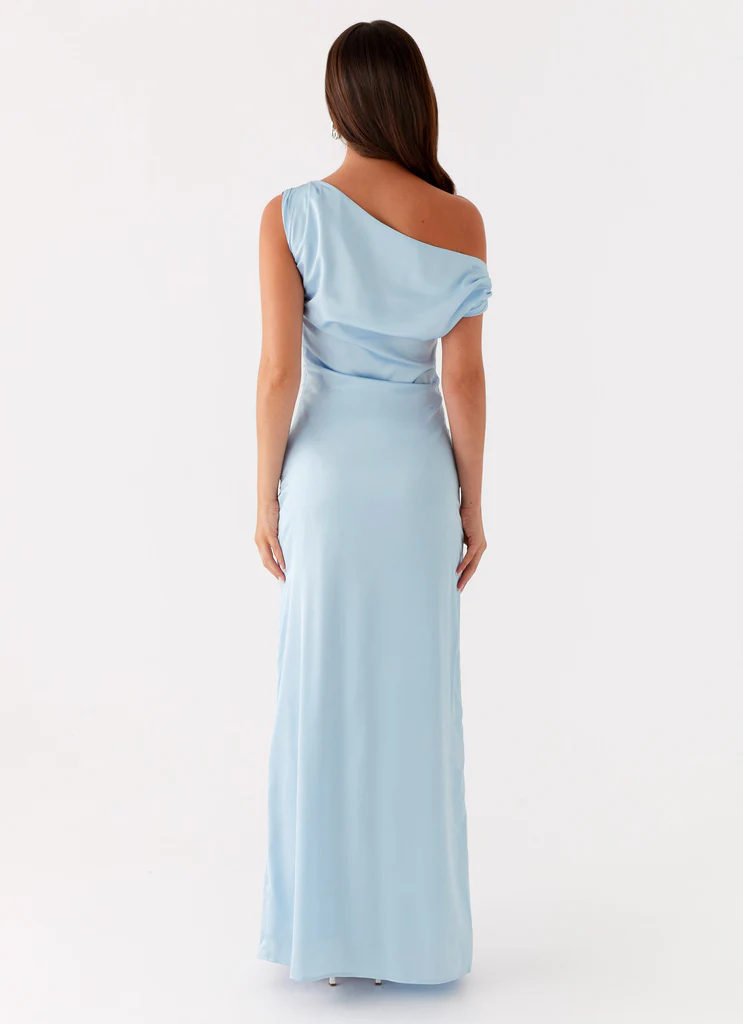 Robe Maxi Satin Heart Of Glass - Bleu