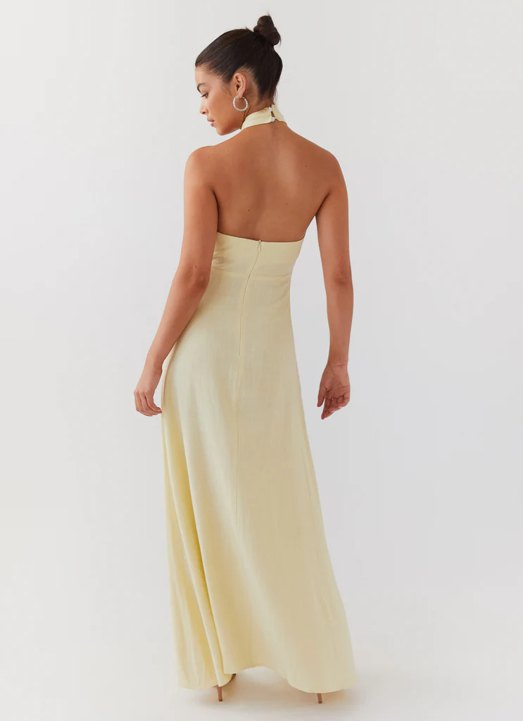 Robe maxi en lin Adrienne - Citron