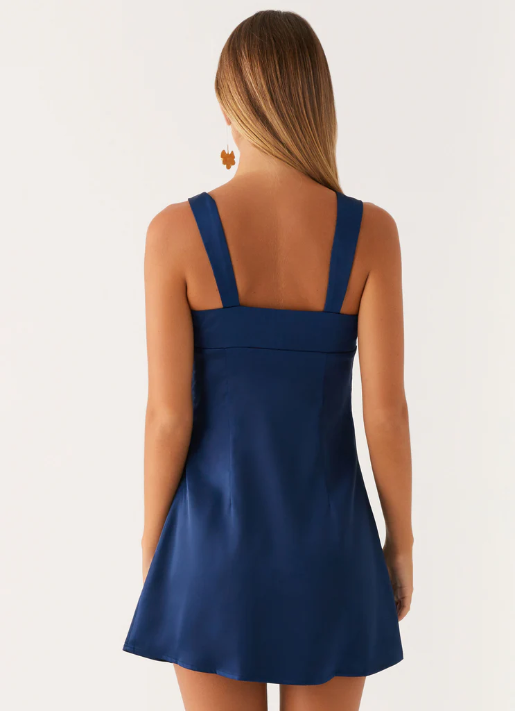 Robe Mini en Satin Odette – Bleu Nuit Robe Mini en Satin Odette - Bleu Nuit