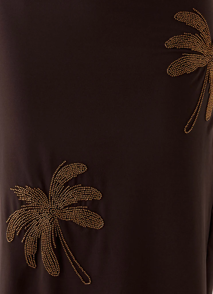 Jupe maxi à strass Brienne - Chocolat