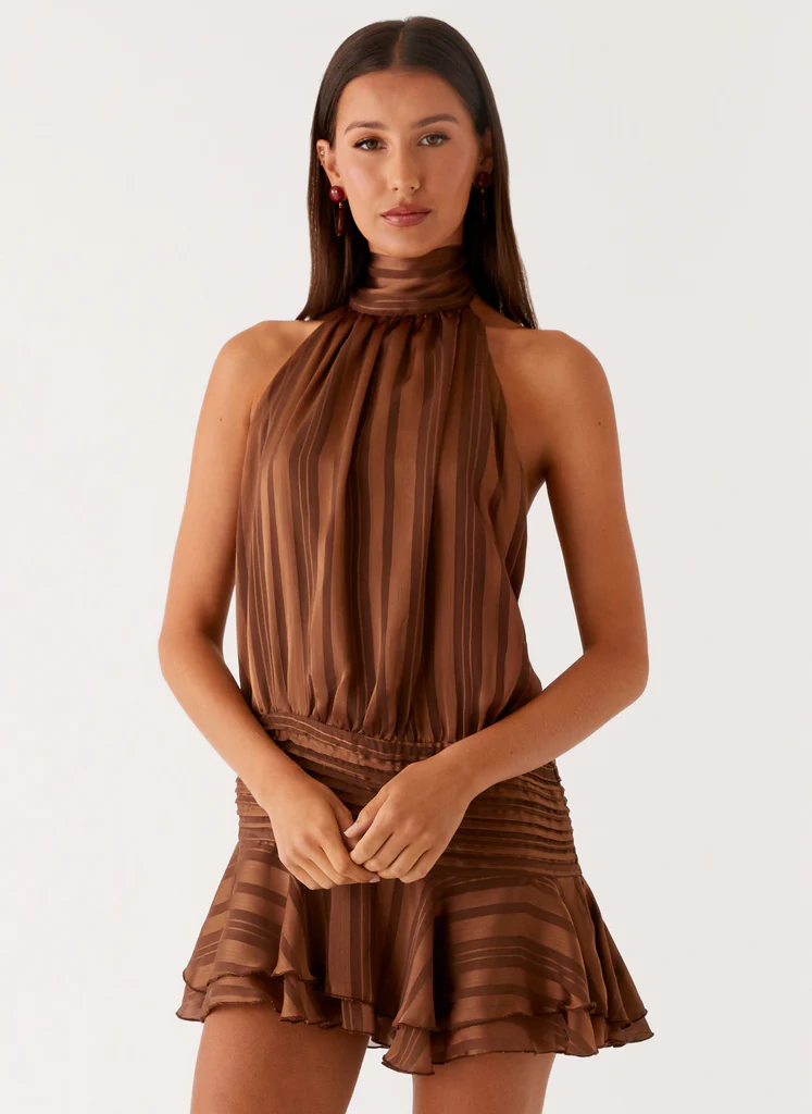 Robe Mini en Chiffon Willow - Chocolat
