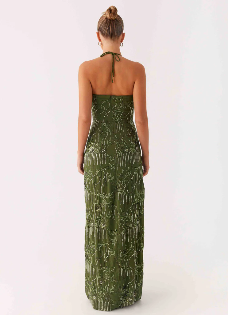 Robe maxi Phoenicia à perles – Kaki Robe maxi Phoenicia à perles - Kaki