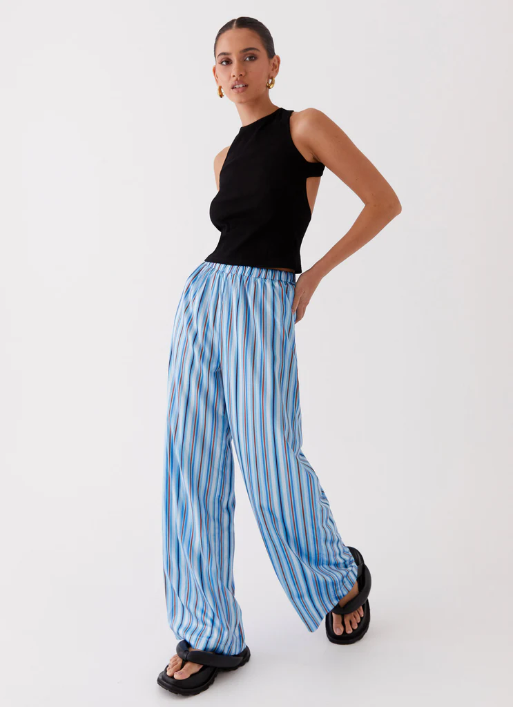 Pantalon Satin Salta - Rayure Bleue