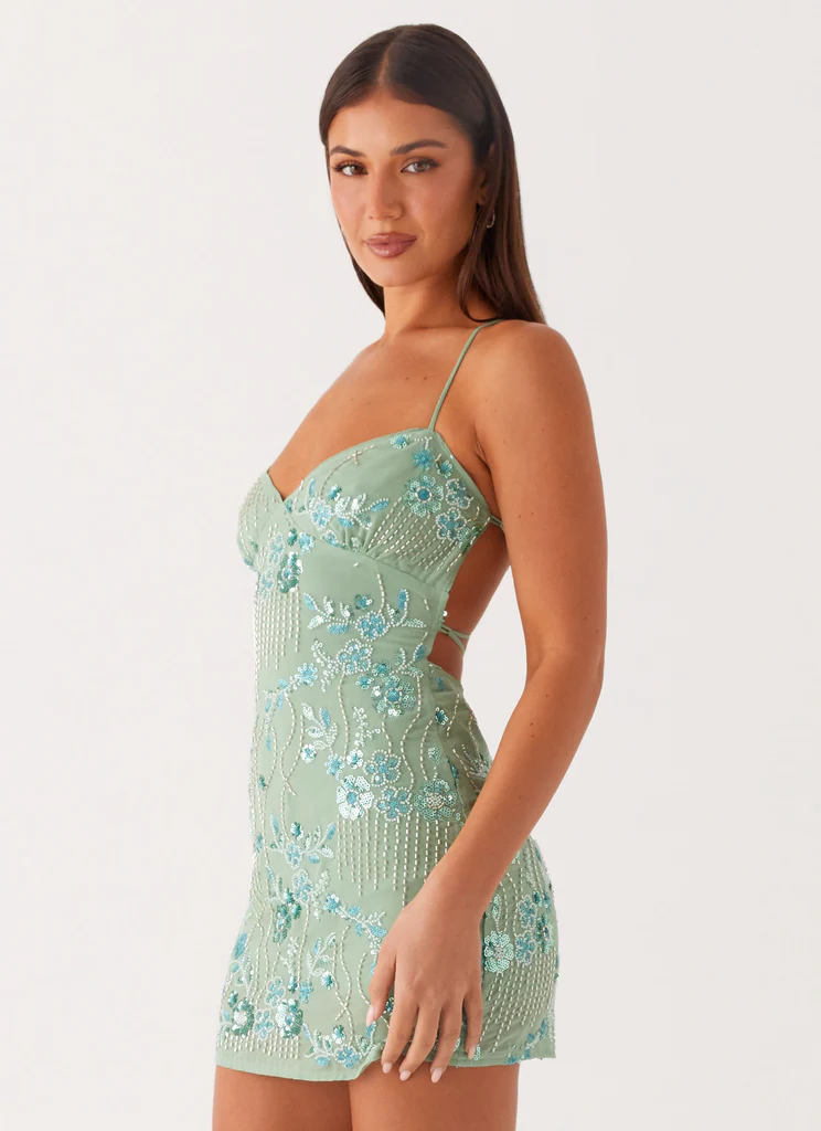 Robe Micro Mini à Cami à Paillettes Vietta - Menthe