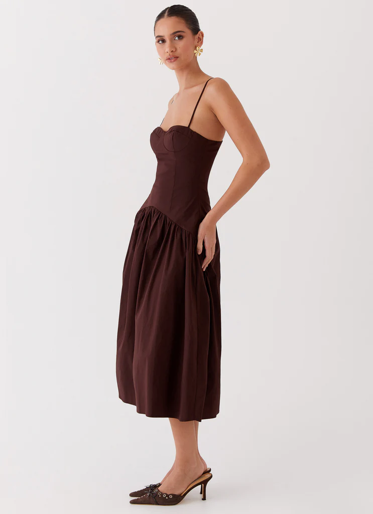 Robe Midi Corset Yvette - Chocolat