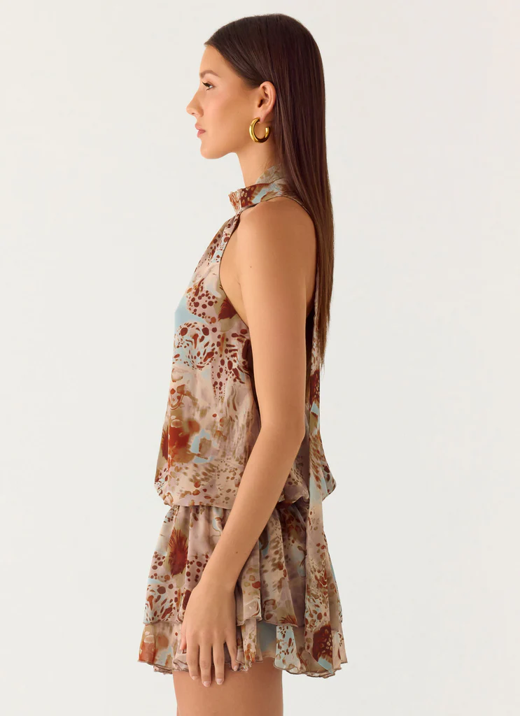 Robe Mini à Taille Basse Rhodanthe - Desert Blur