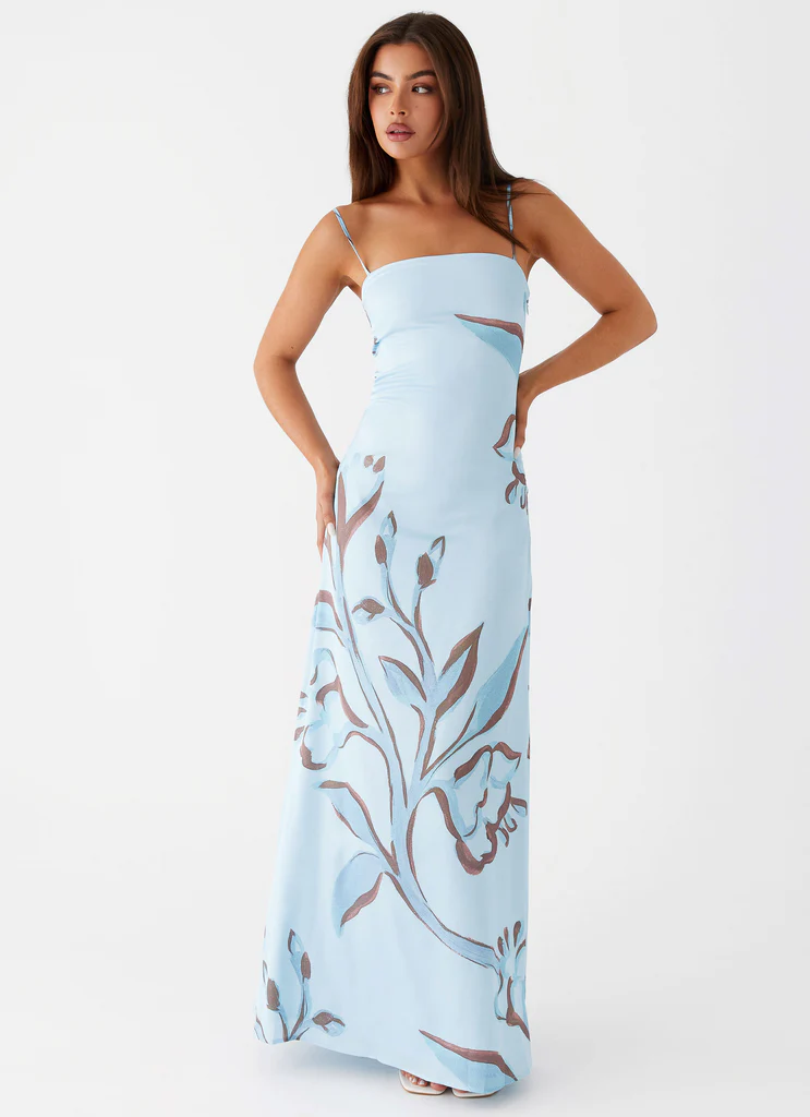 Robe Maxi Aster Bloom – Fleurs Bleues Robe Maxi Aster Bloom - Fleurs Bleues