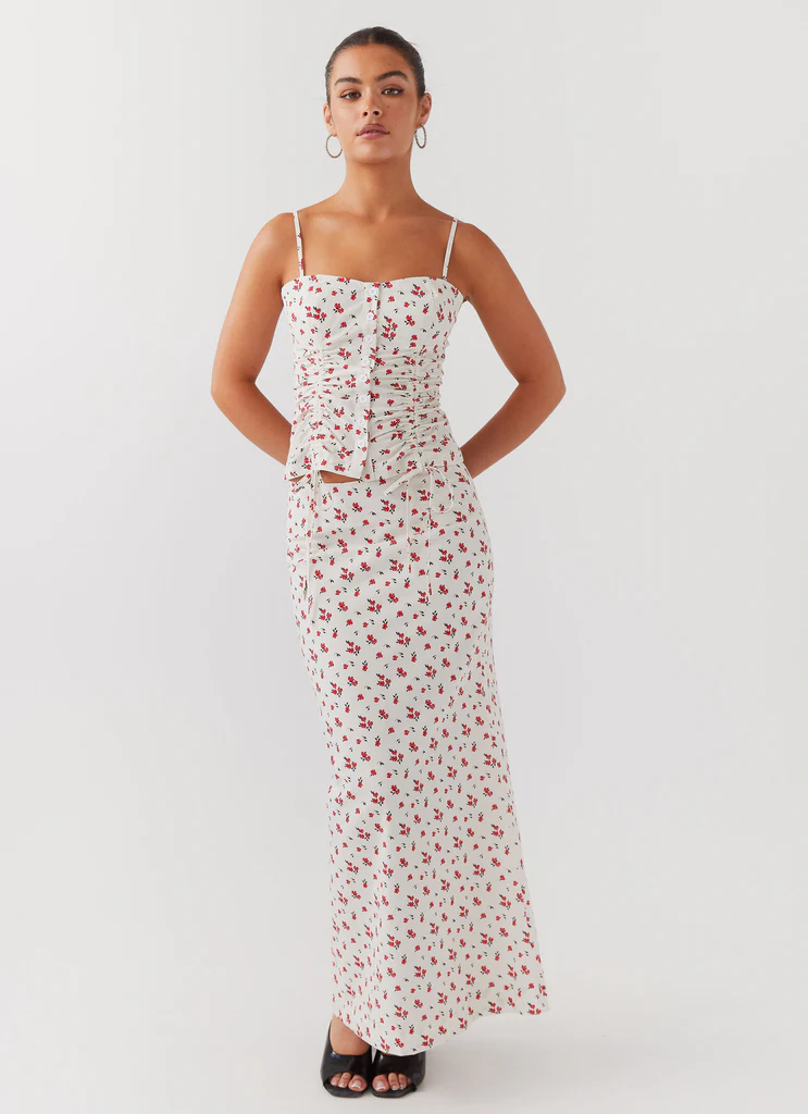 Jupe maxi en lin Ariana - Fleurs Poppy