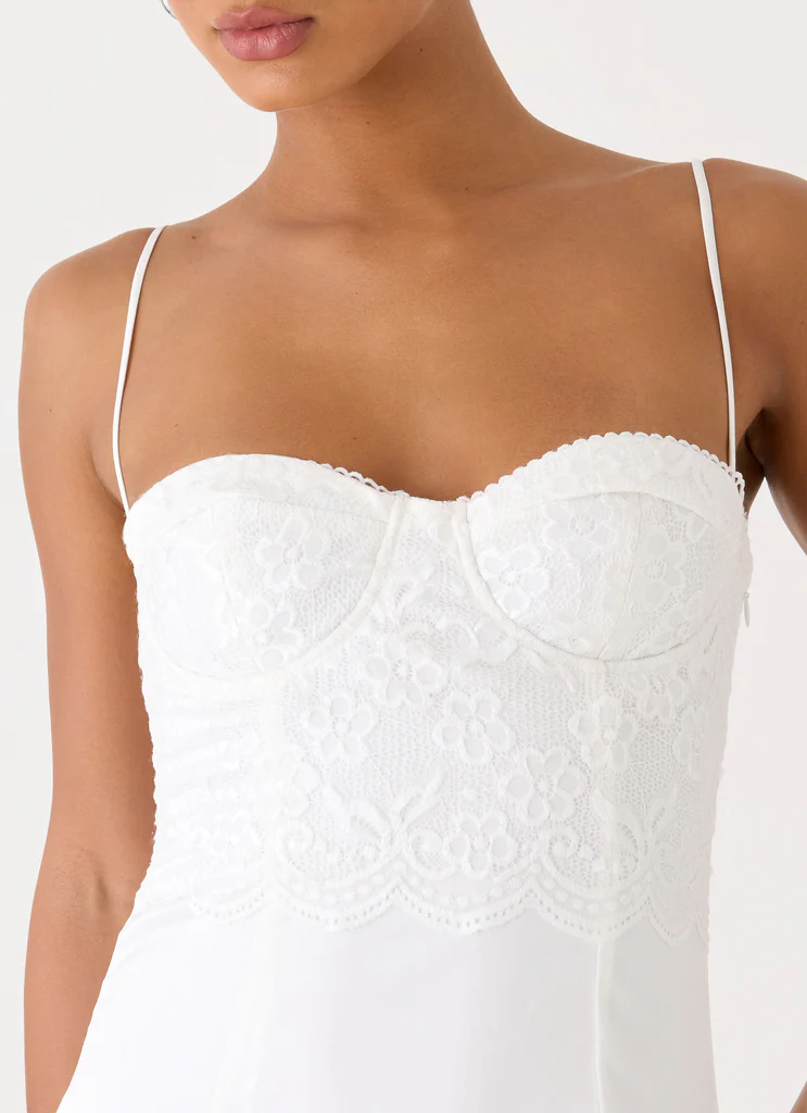Robe Mini en Dentelle Aloura - Blanc