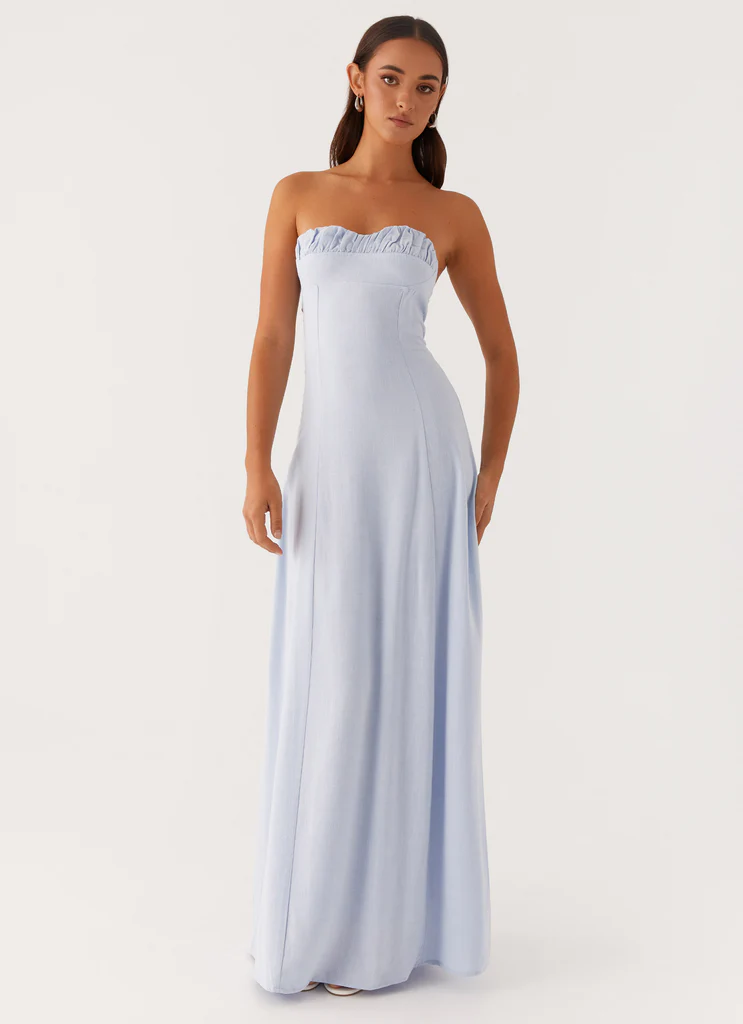 Robe maxi en lin Tayla - Bleu