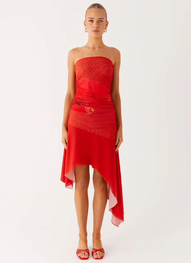 Robe Midi Think About It – Rouge Feu Robe Midi Think About It - Rouge Feu