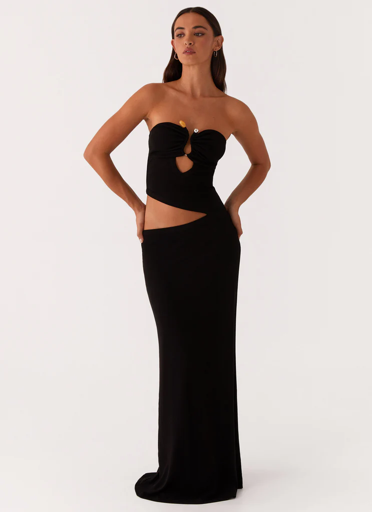 Robe Maxi Wild Roses - Noir