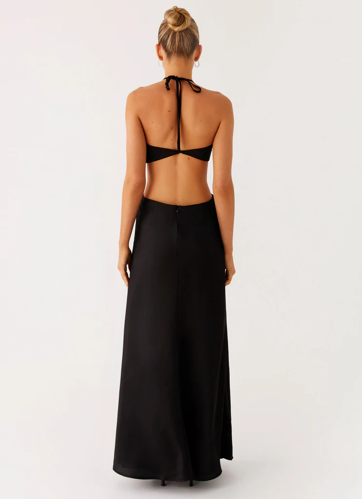 Robe Maxi à Découpe en Cœur - Noir