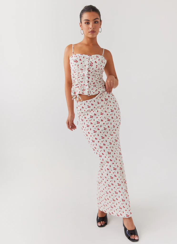 Haut bustier en lin Ariana - Fleurs Poppy