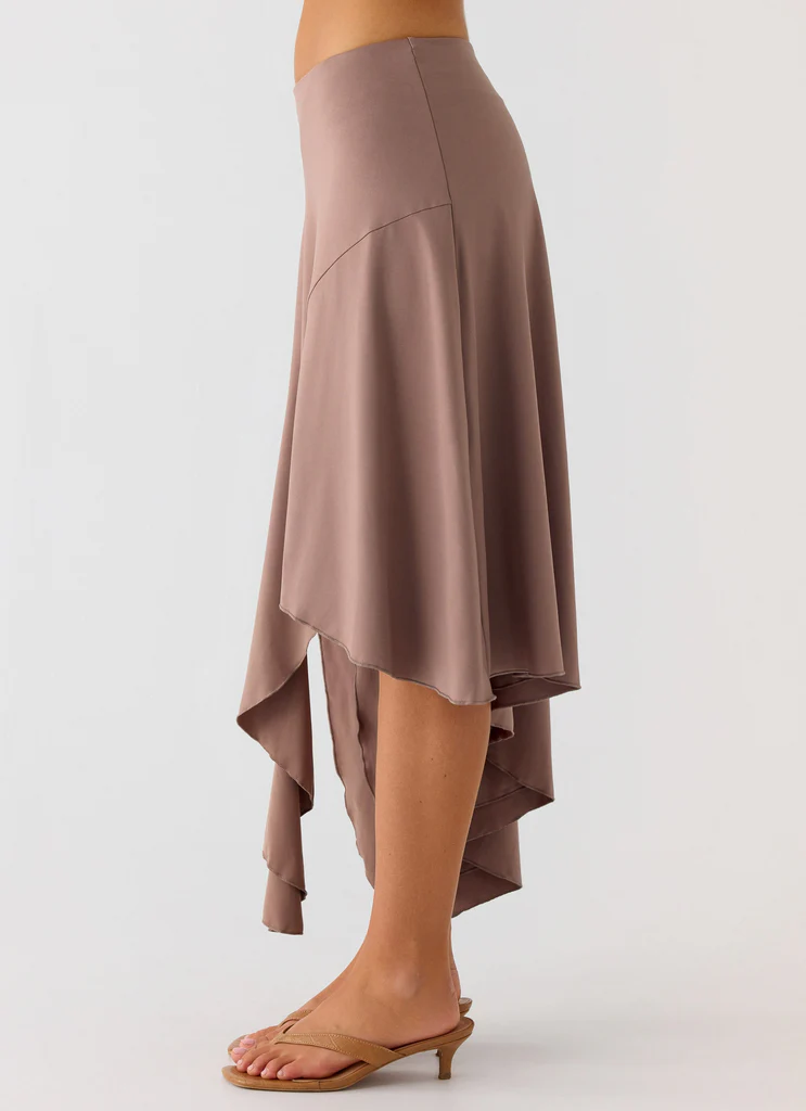 Jupe mi-longue asymétrique Jisoo - Taupe désert