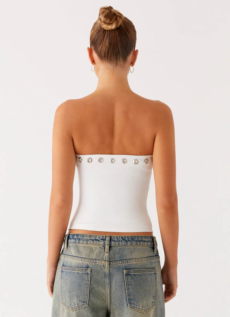 Haut sans bretelles Miku Eyelet - Blanc
