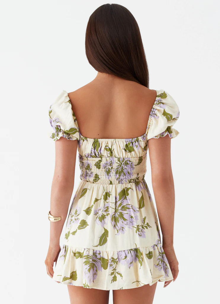 Robe Mini Linon Every Reason - Fleurs Jaune Pourpre