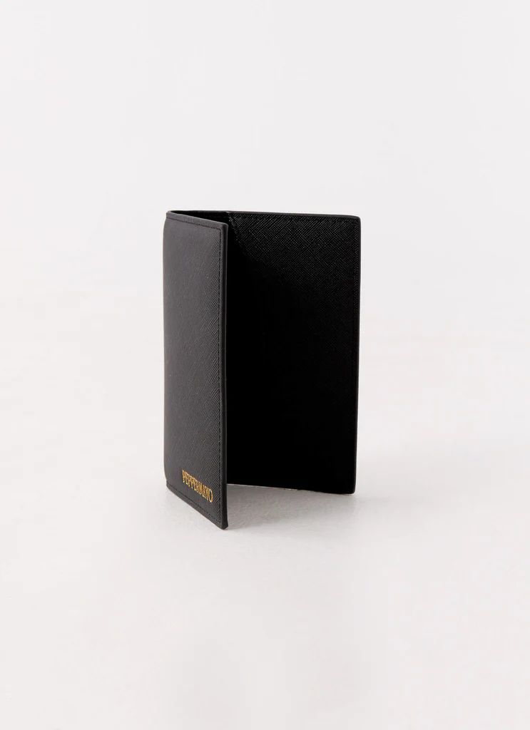 Porte-passeport et étiquette de bagage - Noir