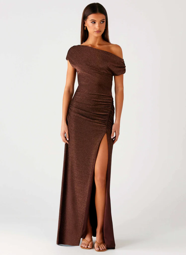 Robe maxi Harvest Moon - Chocolat